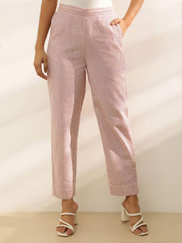 Fabindia - Pink Cotton Casual Straight Pants