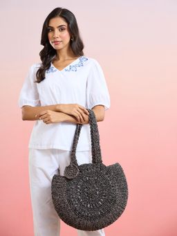 Fabindia - Grey Crochet Tote