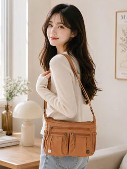 NFI Essentials - Multi Pocket Sling Bag for Women Brown