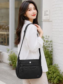NFI Essentials - Multi Pocket Sling Bag for Women Black