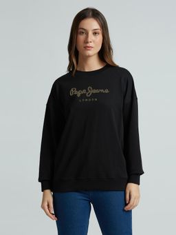 Pepe Jeans - Black Embellished Oversized Sweatshirt