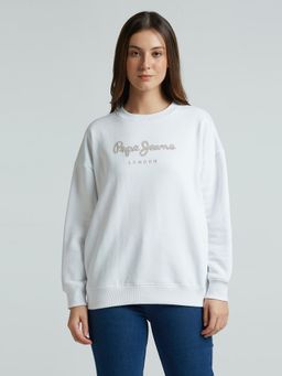 Pepe Jeans - White Embellished Oversized Sweatshirt