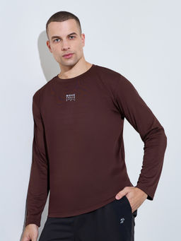 Styli - Men Brown Typography Crew-Neck Long Sleeves Regular Fit T-Shirt