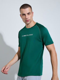 Styli - Men Green Typography Crew-Neck Short Sleeves Regular Fit T-Shirt