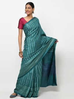 Fabindia - Silk Tussar Block Print Sari