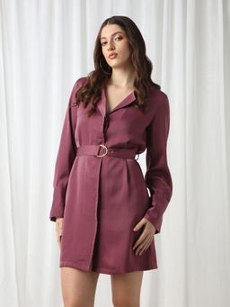 Globus - Women Pink Self Design Mini Workwear Blazer Dress With D-Ring Belt