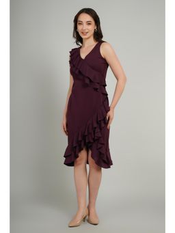 GORA GLAMA - Ruffle Midi Dress - Wine