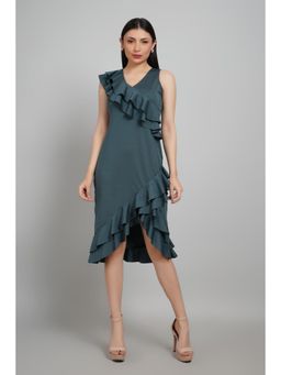 GORA GLAMA - Ruffle Midi Dress - Teal