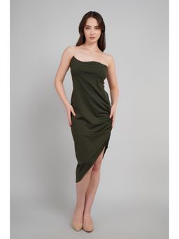 GORA GLAMA - Side Ruched Off Shoulder Midi Dress