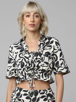 ONLY - Women Printed Off White Top