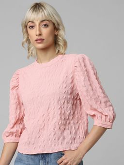 ONLY - Women Textured Peach Top
