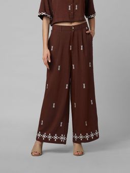 ONLY - Women Embroidered Brown Pant