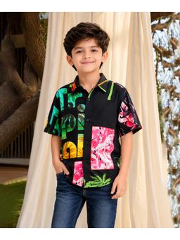 devils n angels - Boys Black Printed Half Sleeve Cotton Summer Shirt