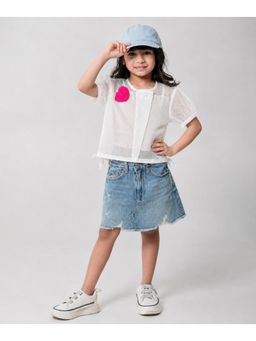 devils n angels - Girls White Sheer Overlay Party Wear Top