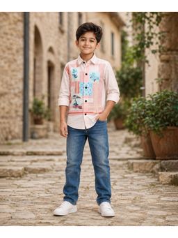 devils n angels - Boys Pink Graphic Print Cotton Shirt