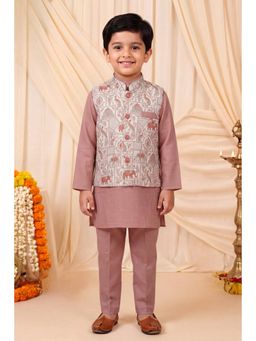 BT DEZINES - Boys Mauve Waistcoat With Kurta And Trouser