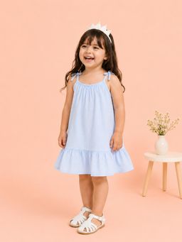 Kidbea - Girls Cotton A-Line Dress-Aqua