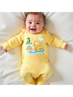 KNITROOT - Birthday 3 Months Of Little Smiles Text Printed Onesies - Yellow