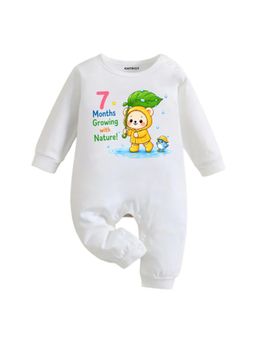 KNITROOT - Birthday 7 Months Growing With Nature Text Printed Onesies - White