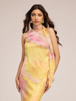 RSVP by Nykaa Fashion - Multicolor Ombre One Shoulder Tie-Up Neck Top
