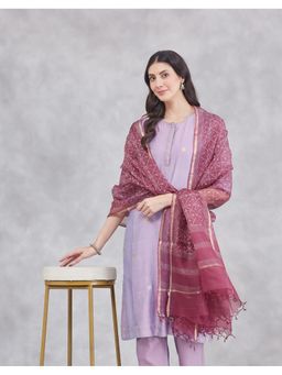 Fabindia - Wine Silk Blend Hand Block Print Dupatta