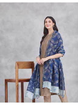 Fabindia - Indigo Cotton Silk Blend Hand Block Print Dupatta