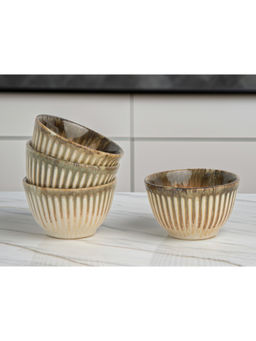 BODHI HOUSE - Beige Premium Handmade Ceramic Katoris (Pack of 4)