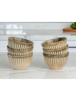 BODHI HOUSE - Beige Premium Handmade Ceramic Katoris (Pack of 6)