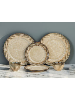 BODHI HOUSE - Beige Premium 6-Piece Stoneware Dinner Set Serving for 2
