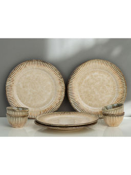 BODHI HOUSE - Beige Premium 8-Piece Stoneware Dinner Set Serving for 4