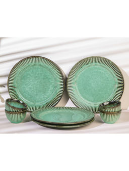 BODHI HOUSE - Green Premium 8-Piece Stoneware Dinner Set Serving for 4