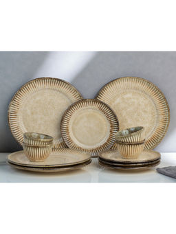 BODHI HOUSE - Beige Premium 12-Piece Stoneware Dinner Set Serving for 4