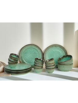 BODHI HOUSE - Green Premium 20-Piece Stoneware Dinner Set Serving for 6