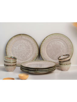 BODHI HOUSE - Pink Premium 12-Piece Stoneware Dinner Set Serving for 6