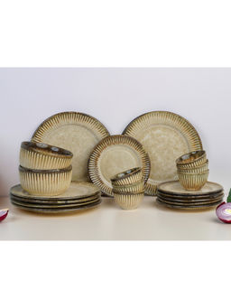 BODHI HOUSE - Beige Premium 20-Piece Stoneware Dinner Set Serving for 6