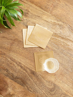 ExclusiveLane - Gold Rose Brass Coasters (Pack of 4)
