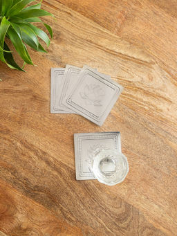 ExclusiveLane - Silver Rose Iron Tea Coasters (Pack of 4)