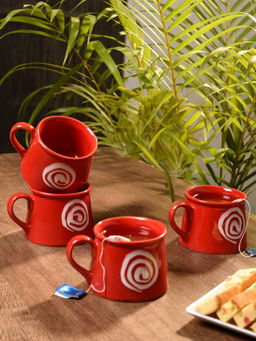 Unravel India - Red Ceramic Mugs (Pack of 4)