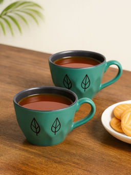 Unravel India - Green Ceramic Mugs (Pack of 2)