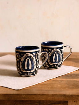 Unravel India - Blue Ceramic Mugs (Pack of 2)