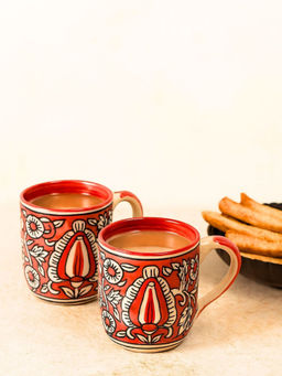Unravel India - Red Ceramic Mugs (Pack of 2)