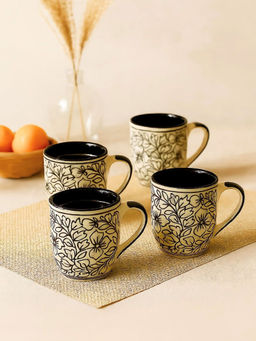 Unravel India - White Ceramic Mugs (Pack of 4)