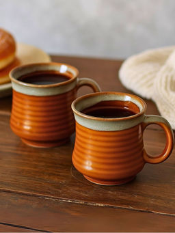Unravel India - Brown Ceramic Mugs (Pack of 2)