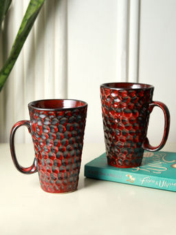 Unravel India - Ceramic Studio Red Glazed Mugs (Pack of 2)