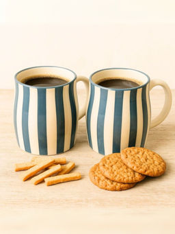 Unravel India - Green Zebra Pattern Ceramic Mugs (Pack of 2)