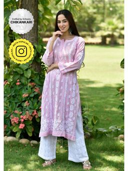 House of Chikankari - Chikankari Woven Long Kurta