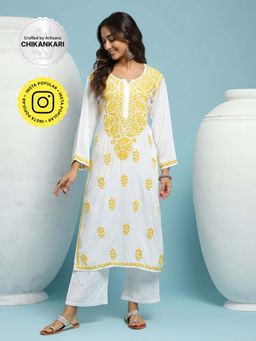 House of Chikankari - Chikankari Woven Long Kurta