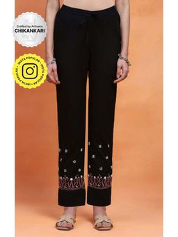 House of Chikankari - Black Cotton Cambric Chikankari Women's Pant