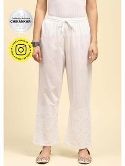House of Chikankari - Cotton Chikankari Solid Women's Palazzo - White