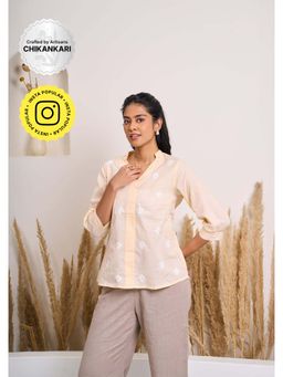 House of Chikankari - Cotton Chikankari Womens Top - Peach